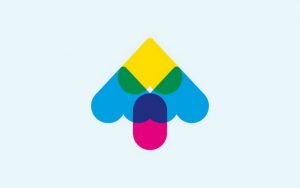 逆向きハートの上むき矢印